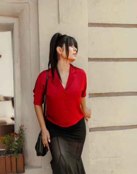 Romantic Red Rose – Kimono Sleeve Blouse