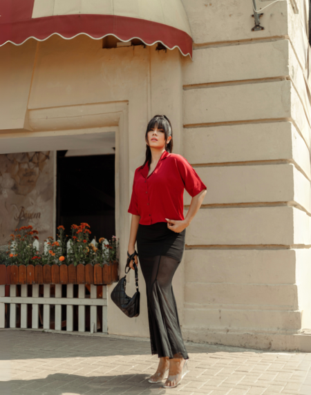 Romantic Red Rose – Kimono Sleeve Blouse - Image 3