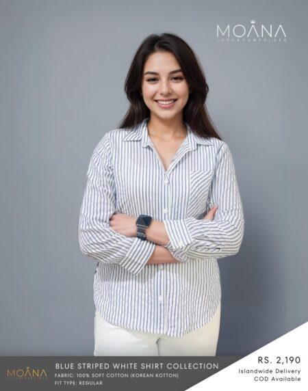 Blue Striped White Shirt – Classic Cool in Oversized Comfort