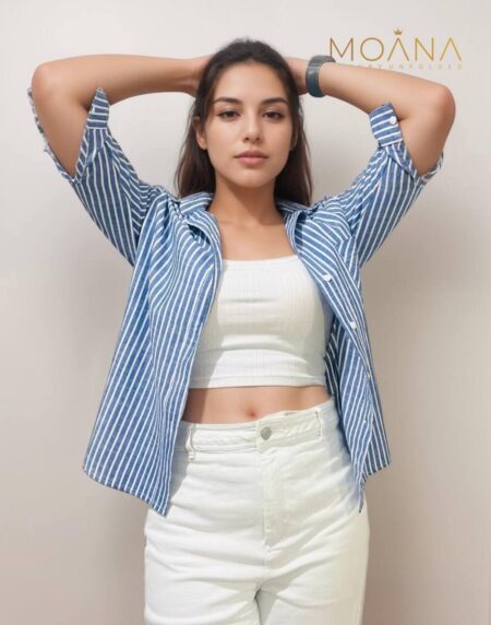 Navy Blue Single Stripe – Oversized Elegance - Image 3